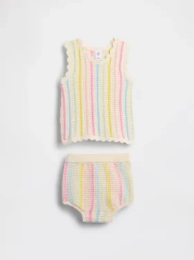 Set met gehaakte gestreepte tanktop en short voor baby’s