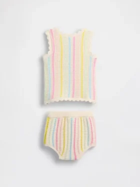 Set met gehaakte gestreepte tanktop en short voor baby’s