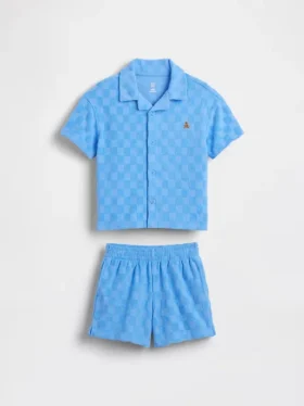 Set met geruite badstof resortkleding voor Baby & Peuter
