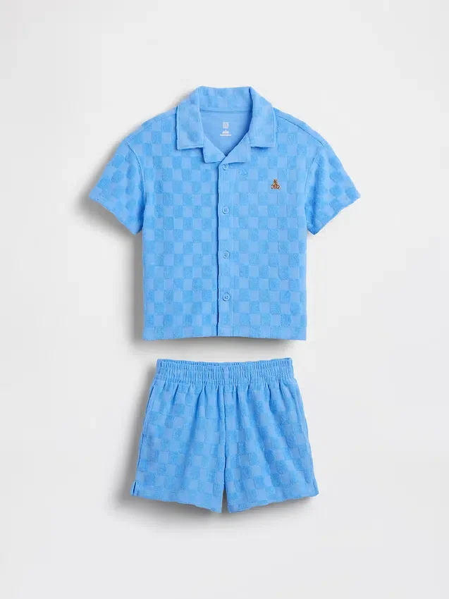 Set met geruite badstof resortkleding voor Baby & Peuter