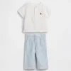 Set met Henley-shirt en broek van katoenen gaas voor baby’s
