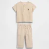 Set met Henley-shirt en broek van katoenen gaas voor baby’s
