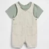 Set met korte overalls van linnen-katoen voor baby’s