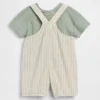 Set met korte overalls van linnen-katoen voor baby’s