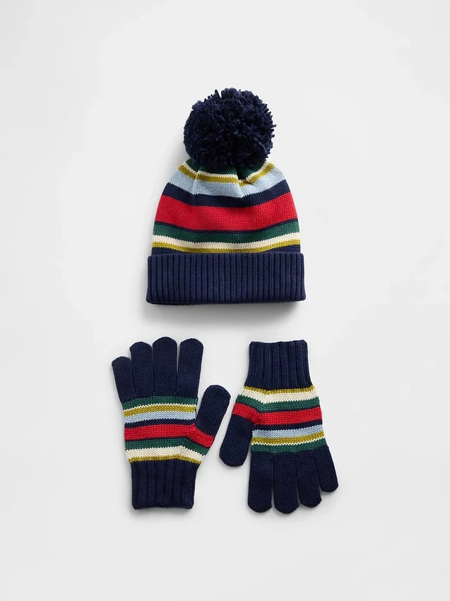 Set met muts met pompon en handschoenen voor kinderen