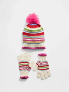 Set met muts met pompon en handschoenen voor kinderen