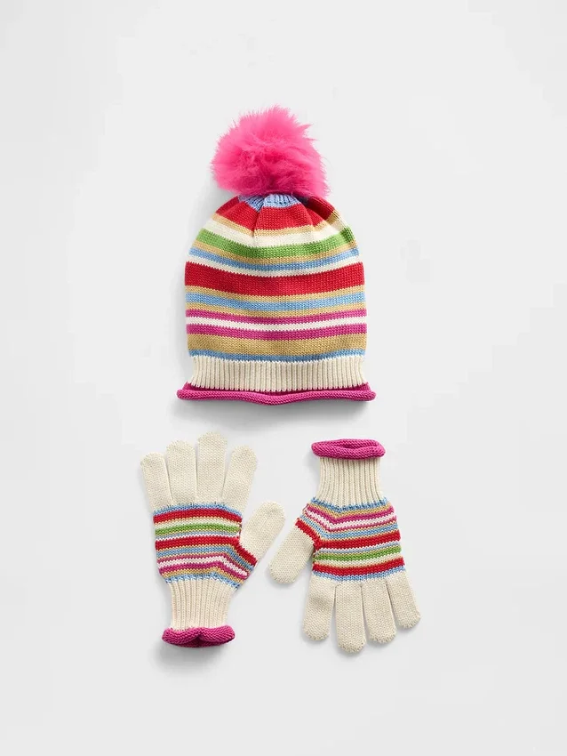 Set met muts met pompon en handschoenen voor kinderen