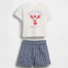 Set met T-shirt met kreeftprint en geruite korte broek