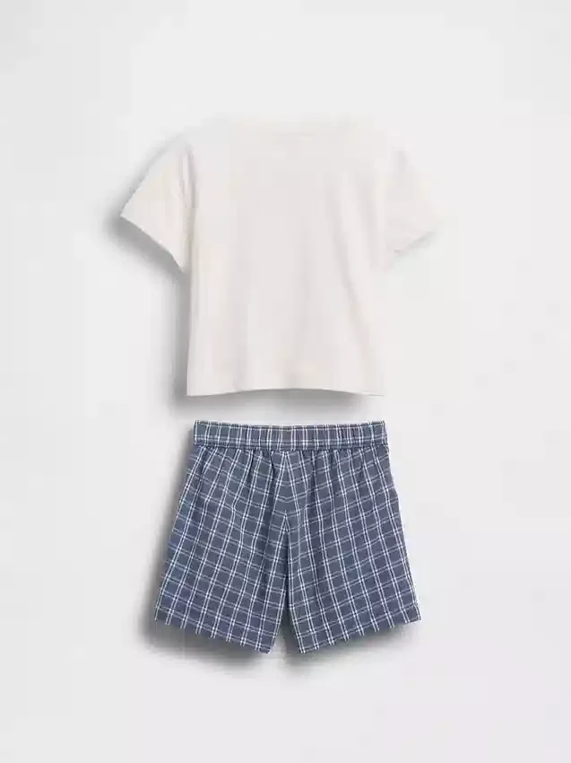 Set met T-shirt met kreeftprint en geruite korte broek