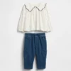Set met top met kraag en broek met elastische tailleband