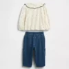Set met top met kraag en broek met elastische tailleband