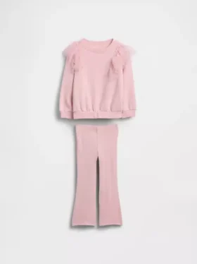 Set met tule-sweatshirt en geribde flare-legging voor Baby & Peuter