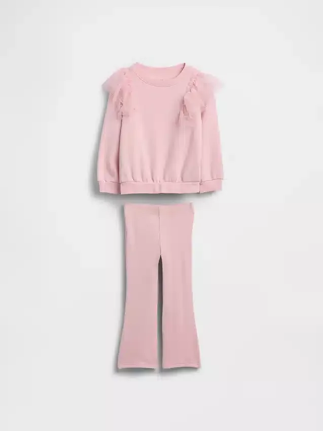 Set met tule-sweatshirt en geribde flare-legging voor Baby & Peuter