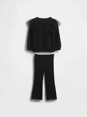 Set met tule-sweatshirt en geribde flare-legging voor Baby & Peuter