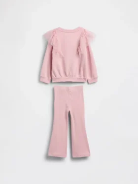 Set met tule-sweatshirt en geribde flare-legging voor Baby & Peuter