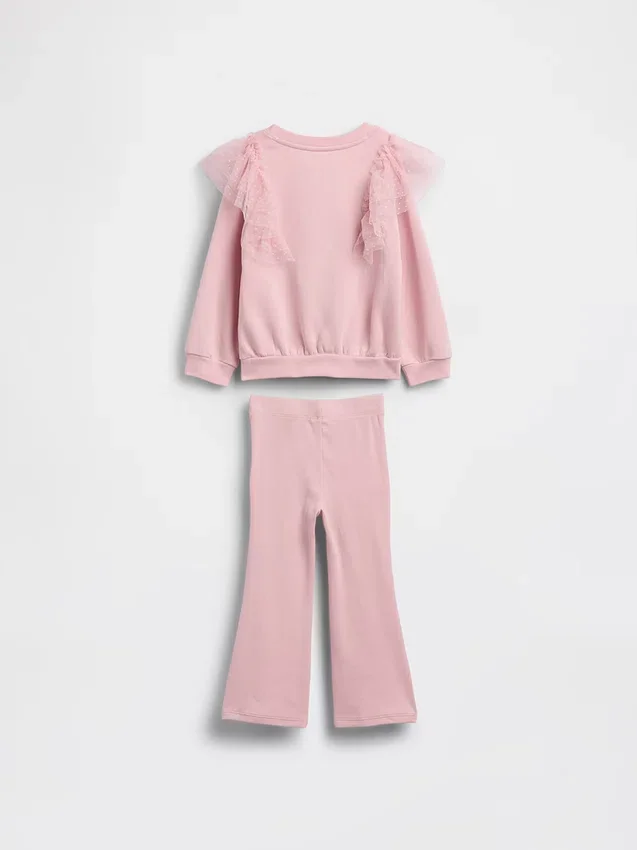 Set met tule-sweatshirt en geribde flare-legging voor Baby & Peuter