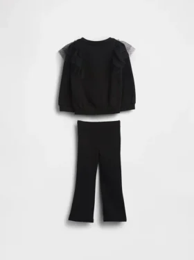 Set met tule-sweatshirt en geribde flare-legging voor Baby & Peuter