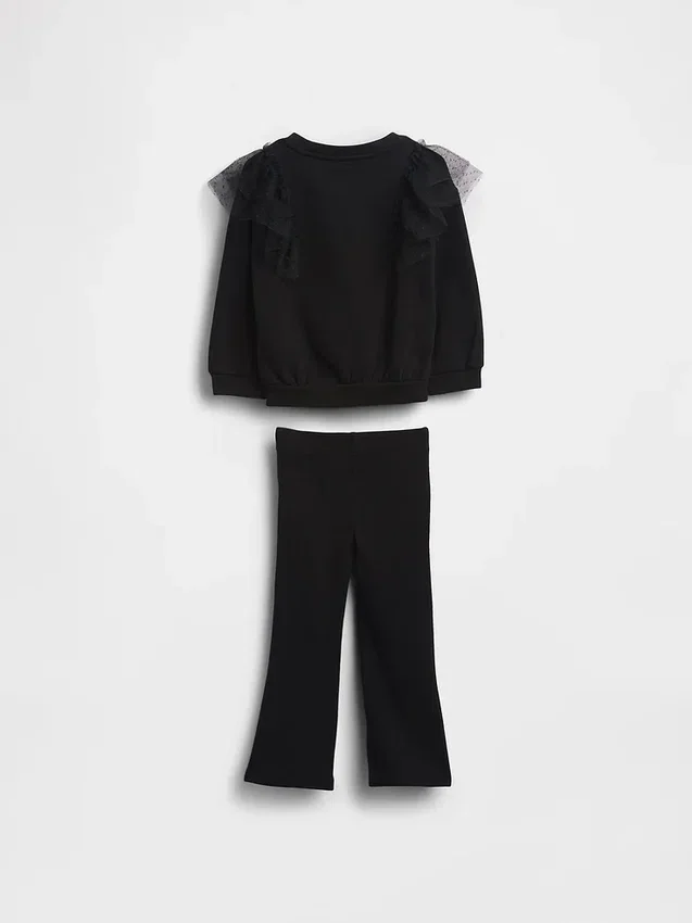 Set met tule-sweatshirt en geribde flare-legging voor Baby & Peuter