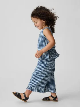 Set voor Baby & Peuter met geruite denim en ruches aan de zoom