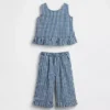 Set voor Baby & Peuter met geruite denim en ruches aan de zoom