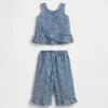 Set voor Baby & Peuter met geruite denim en ruches aan de zoom