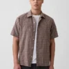 Shirt van linnen-katoen met textuur