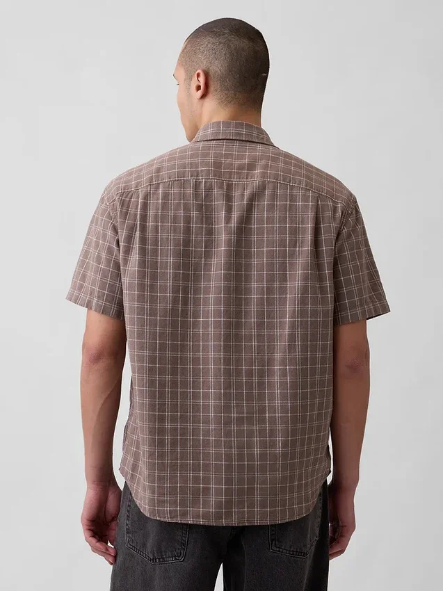 Shirt van linnen-katoen met textuur