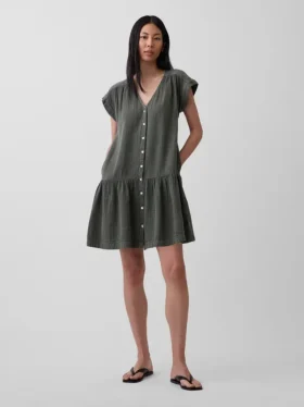 Shirtjurk van katoenen gaas met lage taille