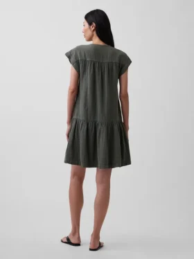 Shirtjurk van katoenen gaas met lage taille