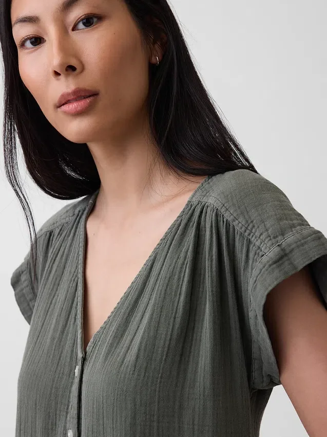 Shirtjurk van katoenen gaas met lage taille