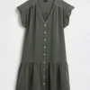Shirtjurk van katoenen gaas met lage taille