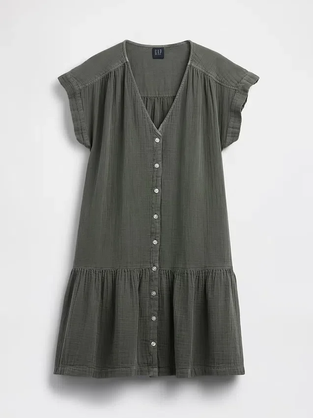 Shirtjurk van katoenen gaas met lage taille