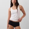 Shorty van biologisch stretchkatoen met kanten rand