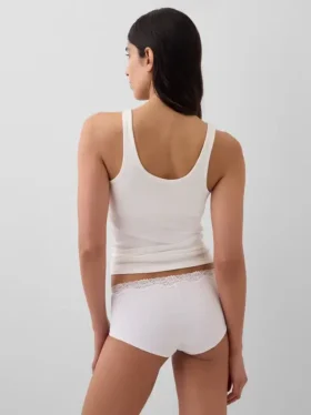 Shorty van biologisch stretchkatoen met kanten rand