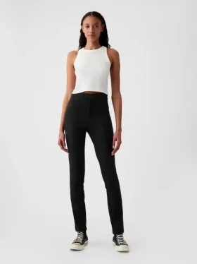 Skinny broek met hoge taille van dubbel gebreid materiaal