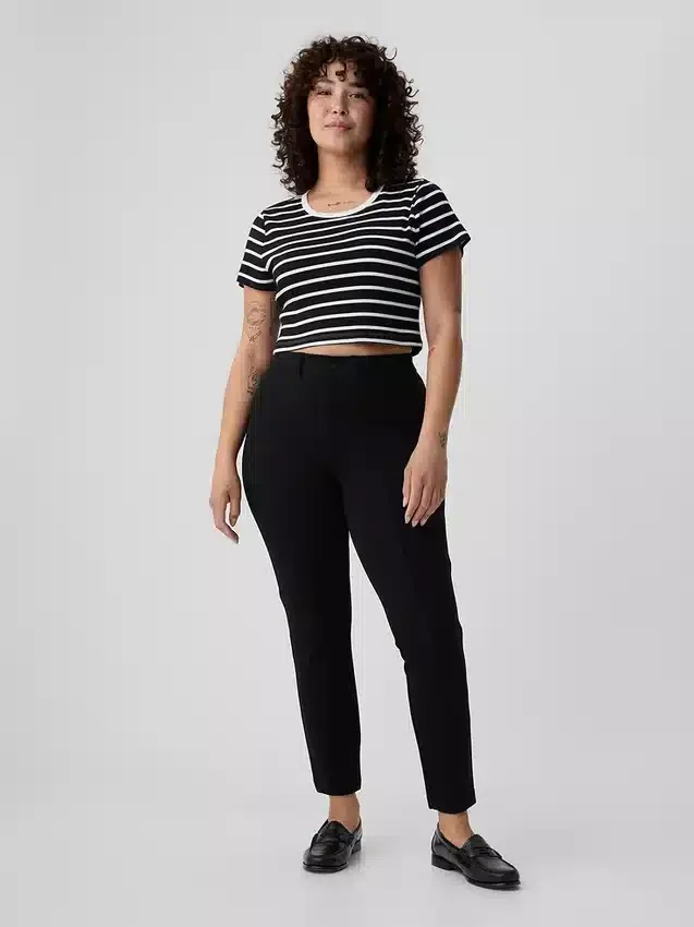 Skinny broek met hoge taille van dubbel gebreid materiaal
