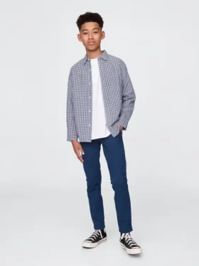 Skinny kaki-uniformbroek voor kinderen