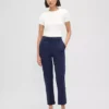 Slim fit cropped broek met hoge taille van dubbel gebreid materiaal
