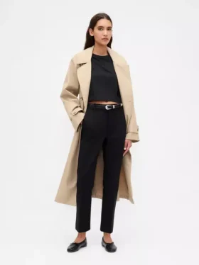 Slim fit cropped broek met hoge taille van dubbel gebreid materiaal