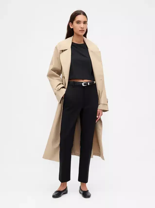 Slim fit cropped broek met hoge taille van dubbel gebreid materiaal