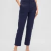 Slim fit cropped broek met hoge taille van dubbel gebreid materiaal