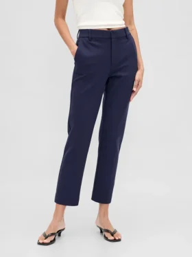Slim fit cropped broek met hoge taille van dubbel gebreid materiaal