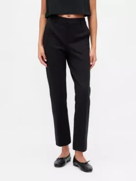 Slim fit cropped broek met hoge taille van dubbel gebreid materiaal