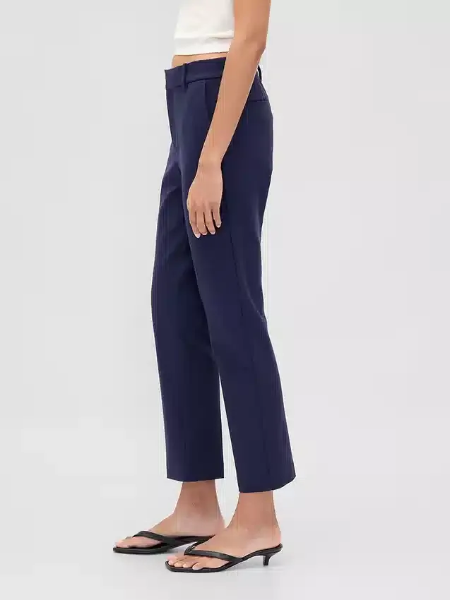 Slim fit cropped broek met hoge taille van dubbel gebreid materiaal