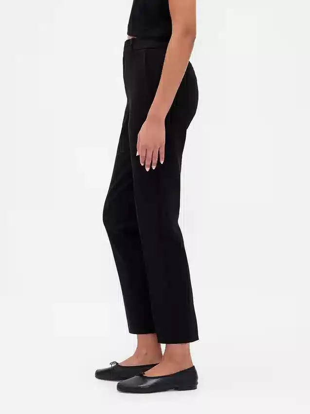 Slim fit cropped broek met hoge taille van dubbel gebreid materiaal