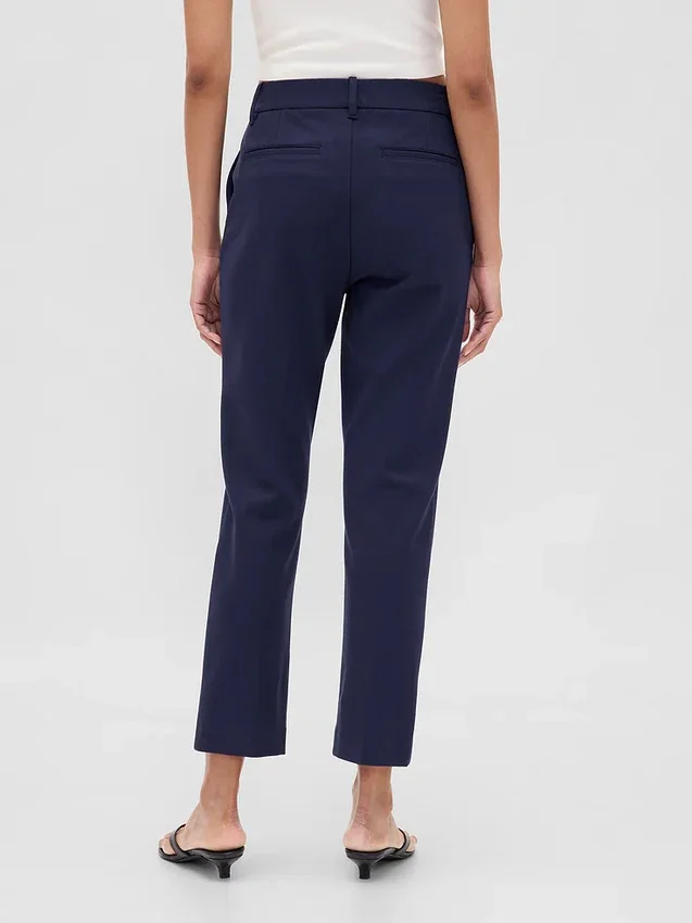 Slim fit cropped broek met hoge taille van dubbel gebreid materiaal