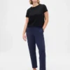 Slim fit cropped broek met hoge taille van dubbel gebreid materiaal