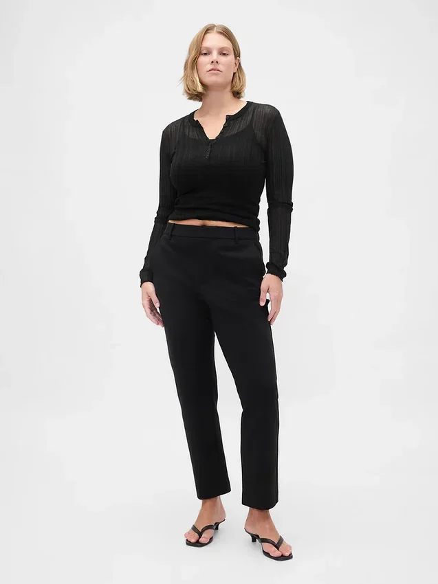 Slim fit cropped broek met hoge taille van dubbel gebreid materiaal