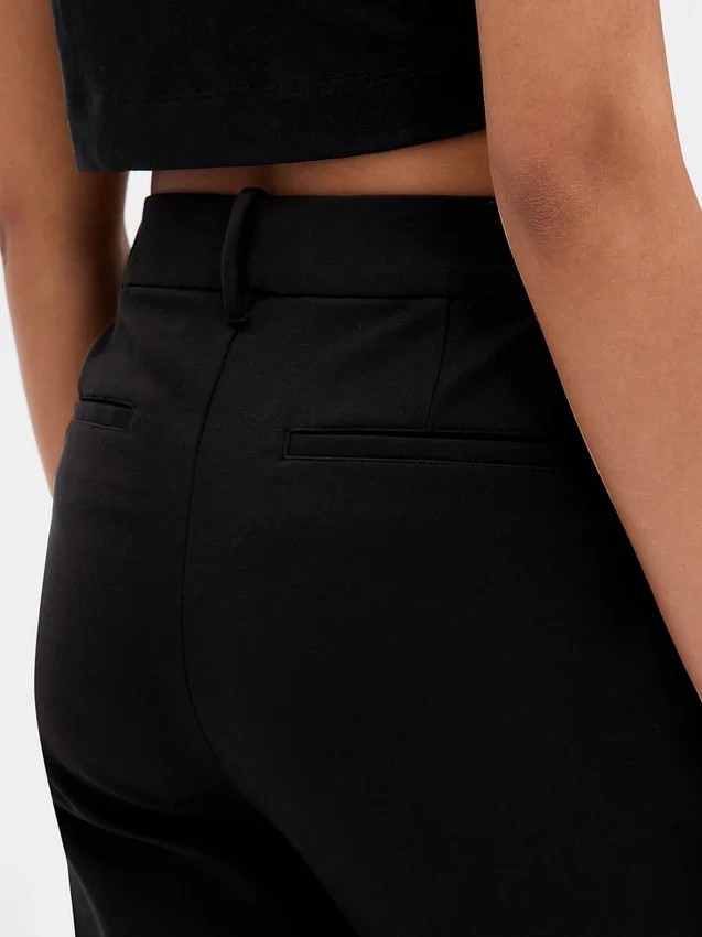 Slim fit cropped broek met hoge taille van dubbel gebreid materiaal