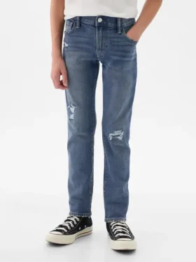 Slim-fit Jeans voor kinderen met scheuren en reparaties